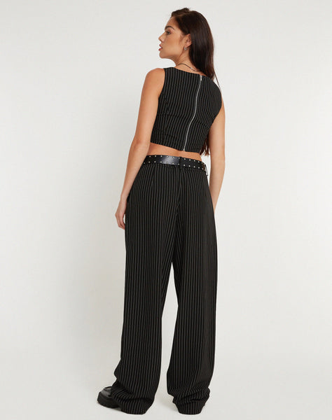 Image of Targun Crop Top in Pinstripe Black