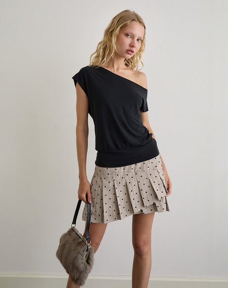 Billa Wrap Mini Skirt in Grey Check
