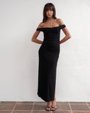 Image of Tarna Bardot Maxi Dress in Mesh Black