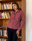 Image of Tarsi Fitted Shirt in Maroon Stripe