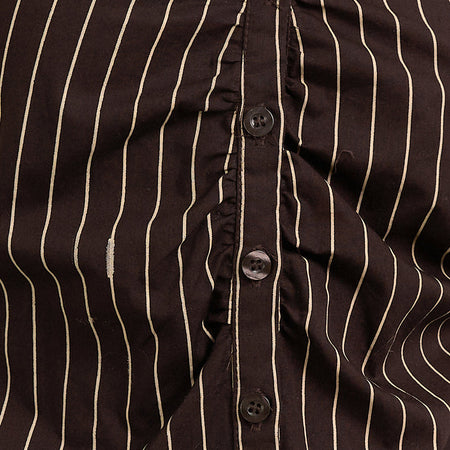 Tarsi Fitted Shirt in Mono Pinstripe Chocolate