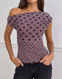 Image of Tarya Asymmetric Top in Stripe Polka Plum