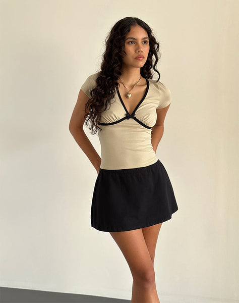 Image of Tasina Top in Coconut Milk with Black Binding