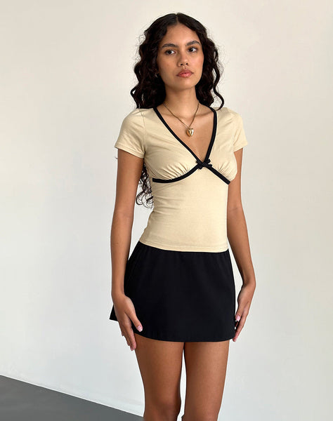 Image of Tasina Top in Coconut Milk with Black Binding