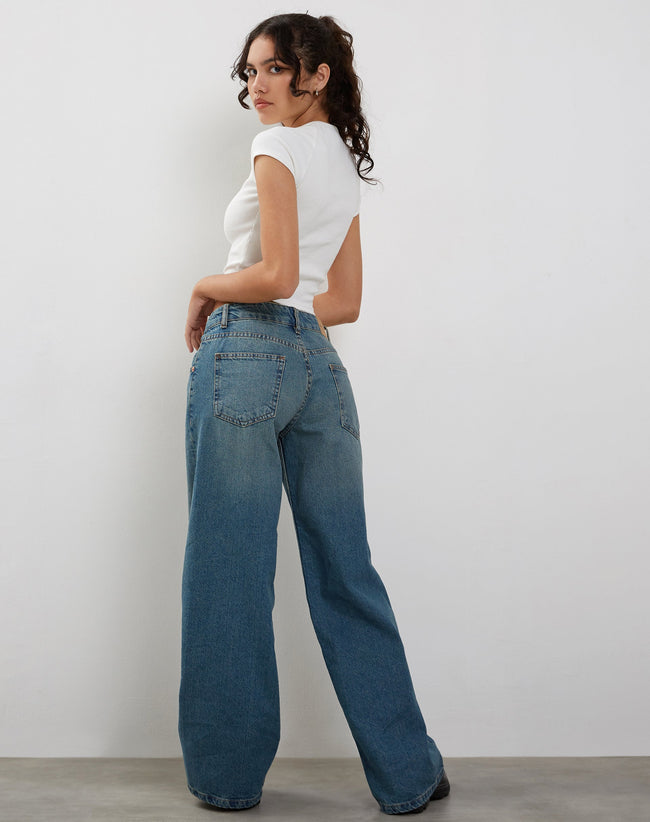 Image of Tasley Ribbed Folded Sleeve Tee in White