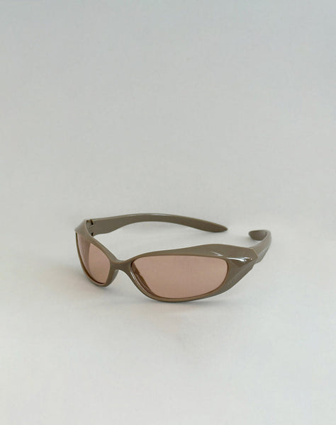 Image of Tatan Wrap Around Sunglasses in Taupe