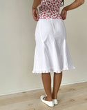 Image of Tausi Pleated Midi Skirt in Off White Linen