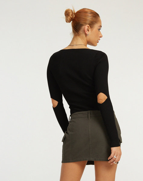 image of Tayon Long Sleeve Top in Black