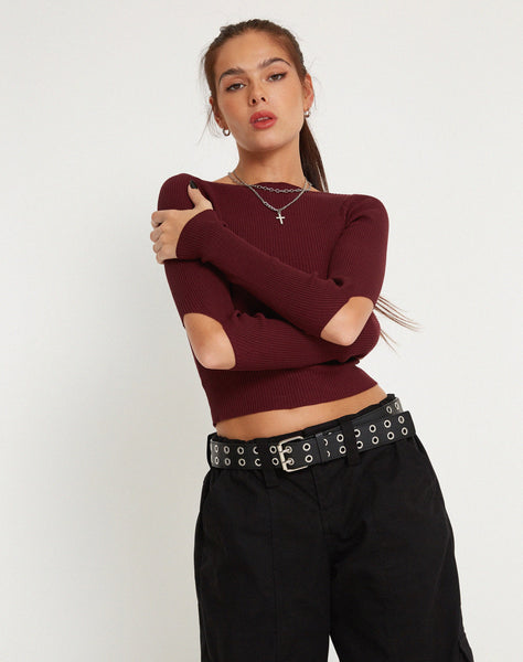 Image of Tayon Long Sleeve Crop Top in Marron