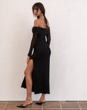 Image of Terika Bardot Long Sleeve Maxi Dress in Mesh Black