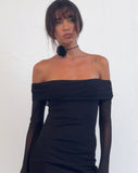 Image of Terika Bardot Long Sleeve Maxi Dress in Mesh Black