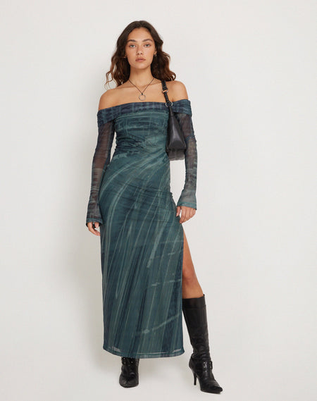 Flo Midi Dress in Lumen Mesh Green