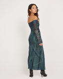 image of Terra Bardot Midi Dress in Cityscape Green