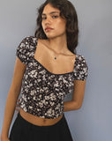 Image of Tezu Sweetheart Top in Dark Wild Flower