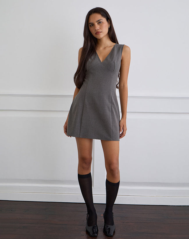 Image of Thaif Mini Dress in Tailoring Charcoal