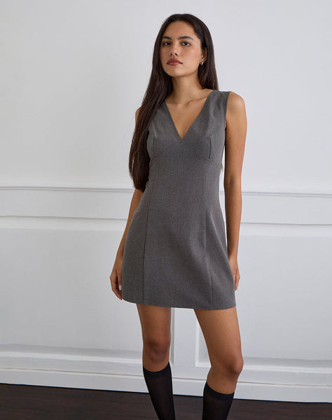 Image of Thaif Mini Dress in Tailoring Charcoal