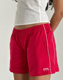 image of Thera Shorts in Tango Red with Off White Piping and M Emb