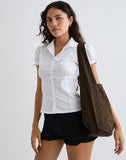 Image of Sota Twill Bag in Brown with Black Polka Print