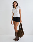 Image of Thrine Puff Sleeve Shirt in Poplin White