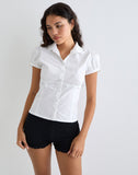 Image of Thrine Puff Sleeve Shirt in Poplin White