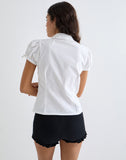 Image of Thrine Puff Sleeve Shirt in Poplin White