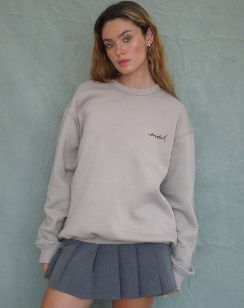 Image of Tillie Sweatshirt in Mushroom with Brown Motel Embroidery