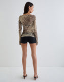 Image of Tineko Off Shoulder Long Sleeve Top in Wild Animal Neutral