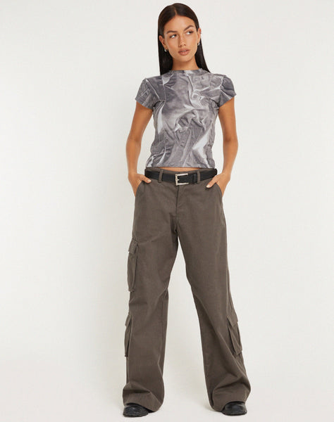 image of Tiona Cropped Tee in Dystopian Crease Grey