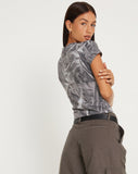 image of Tiona Cropped Tee in Dystopian Crease Grey