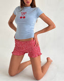 Image of Tiona Tee in Nantucket Blue with Cherry Print