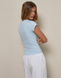 Image of Tiona Tee in Blue with Orange Painted Flower