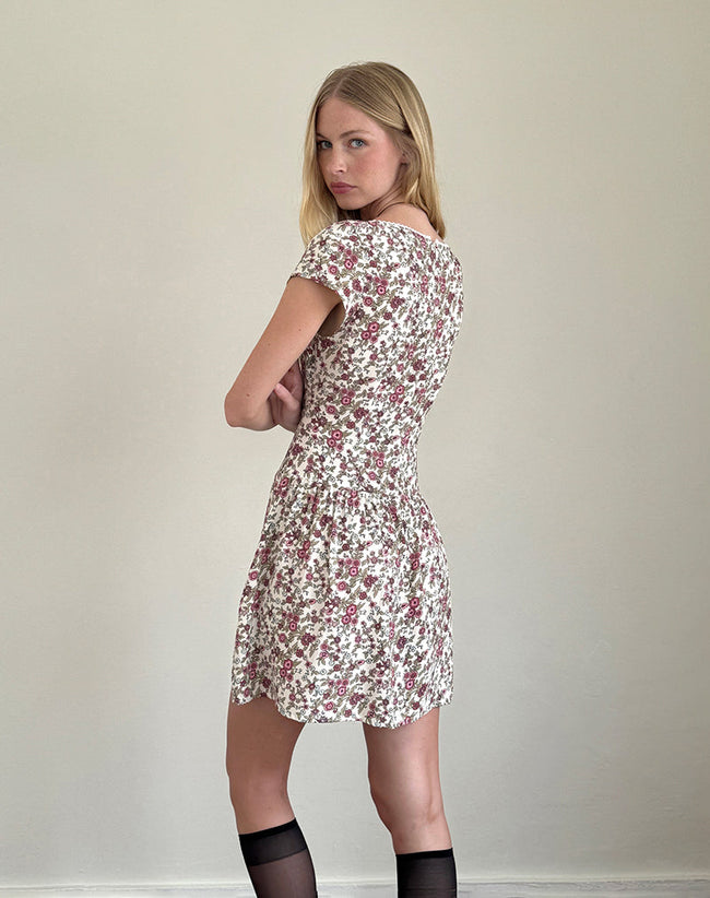 Image of Tipani Mini Dress in Vintage Bloom Ivory