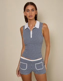 Image of Tisuka Polo Top in Seersucker Gingham Navy