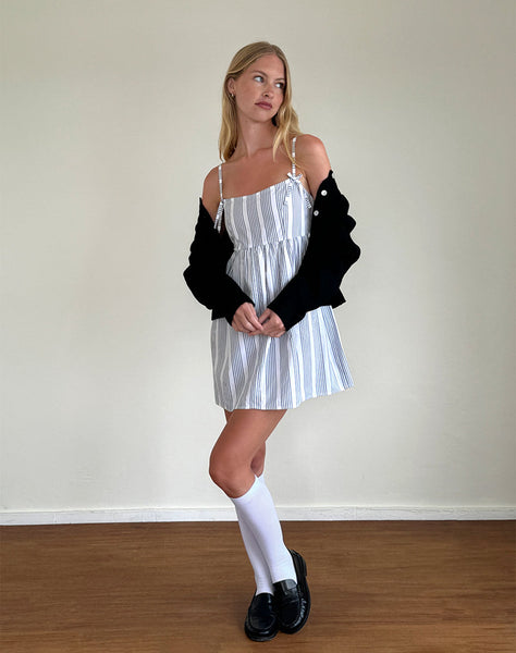 Image of Tisyani Mini Dress in Vertical Grey Stripe