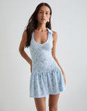 Image of Titania Collar Mini Dress in Zinnia Lace Blue