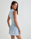 Image of Titania Collar Mini Dress in Zinnia Lace Blue