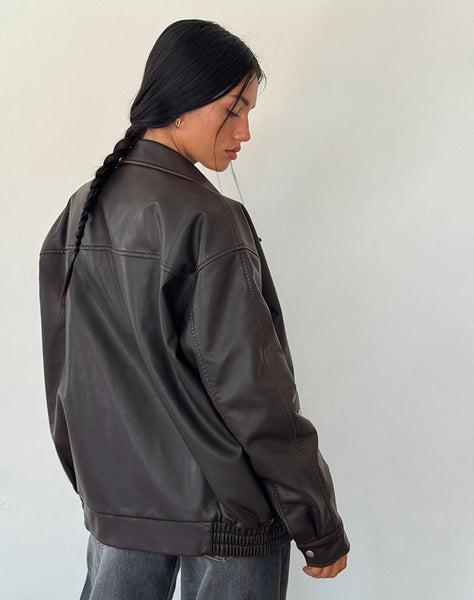 Image of Tobias Jacket in PU Dark Chocolate