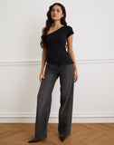 Image of Tokiwa Asymmetric Shoulder Tee in Black