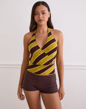 Image of Tomiju Cross Over Top in Retro Stripe Yellow