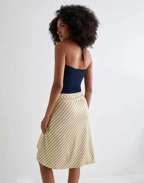 Image of Tomoe Halter Neck Top in Rayon Jersey Navy