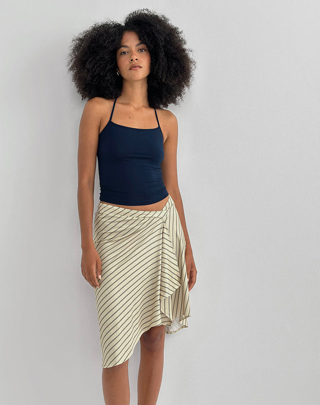 Image of Tomoe Halter Neck Top in Rayon Jersey Navy
