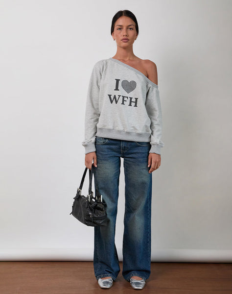 Image of Toria Sweatshirt in Grey Marl with I Love WFH Graphic