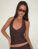 Image of Towi Swim Tank Top with Trim in Brown