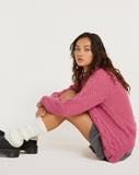 image of Triny Cardi in Cable Knit Pink