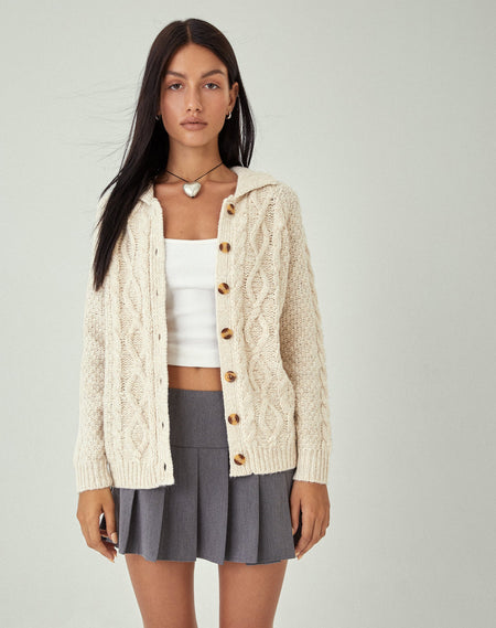 Audrina Cardigan in Fluffy Knit Ivory