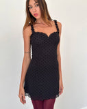 Image of Trisha Mini Dress in Polka Black Flock