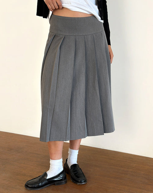 Image of Trisma Pleated Midi Skirt in Charcoal Grey