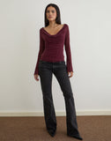 Image of Trivedi Long Sleeve Top in Flock Mini Leopard Plum