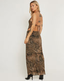 image of Trula Low Waisted Maxi Skirt in Cheetah Brown