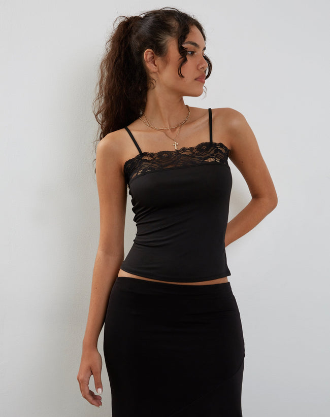 Image of Tucci Vest Top in Slinky Lace Black